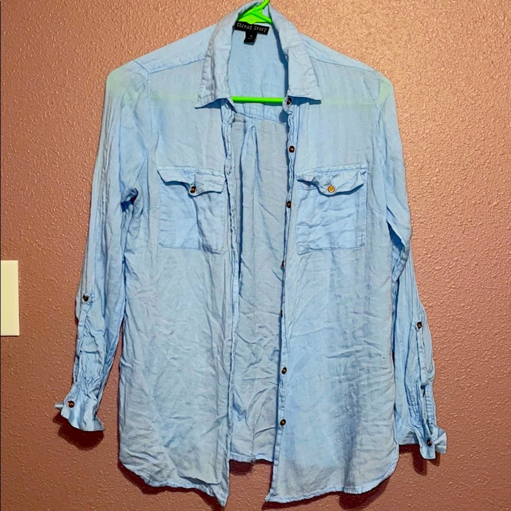 Light blue button down